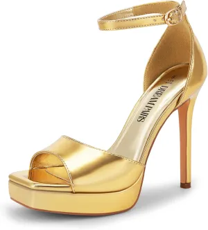 DREAM PAIRS Women's Stiletto High Heels Platform Ankle Strap Square Open Toe Dress Sexy Sandals