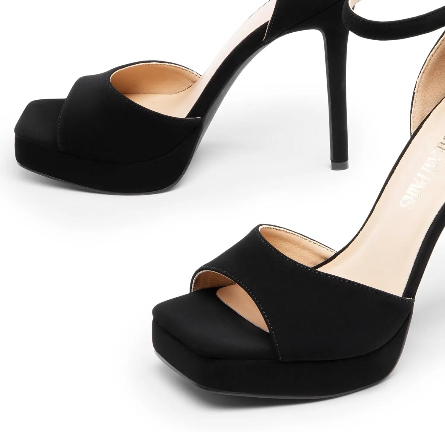 DREAM PAIRS Women's Stiletto High Heels Platform Ankle Strap Square Open Toe Dress Sexy Sandals