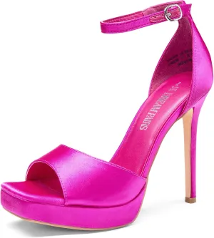 DREAM PAIRS Women's Stiletto High Heels Platform Ankle Strap Square Open Toe Dress Sexy Sandals