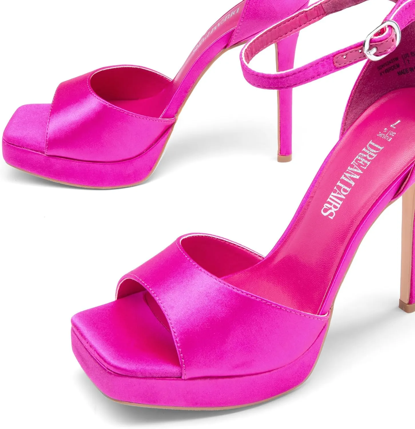 DREAM PAIRS Women's Stiletto High Heels Platform Ankle Strap Square Open Toe Dress Sexy Sandals