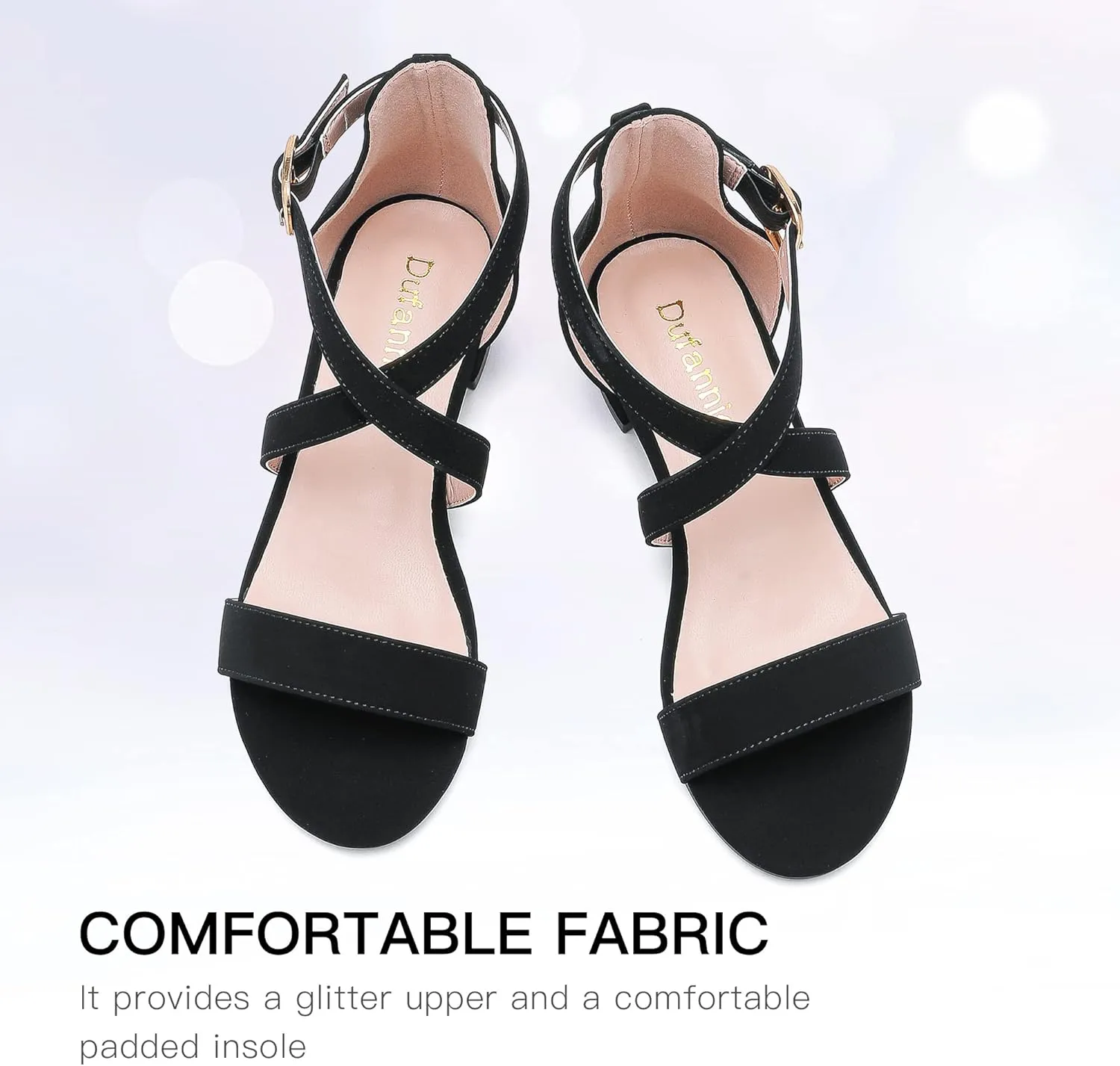 Dufannie Girls Sandals Low Heels Dress Pump Ankle Strap Open Toe Flower Girl Wedding Party for Toddler Little Big Kid