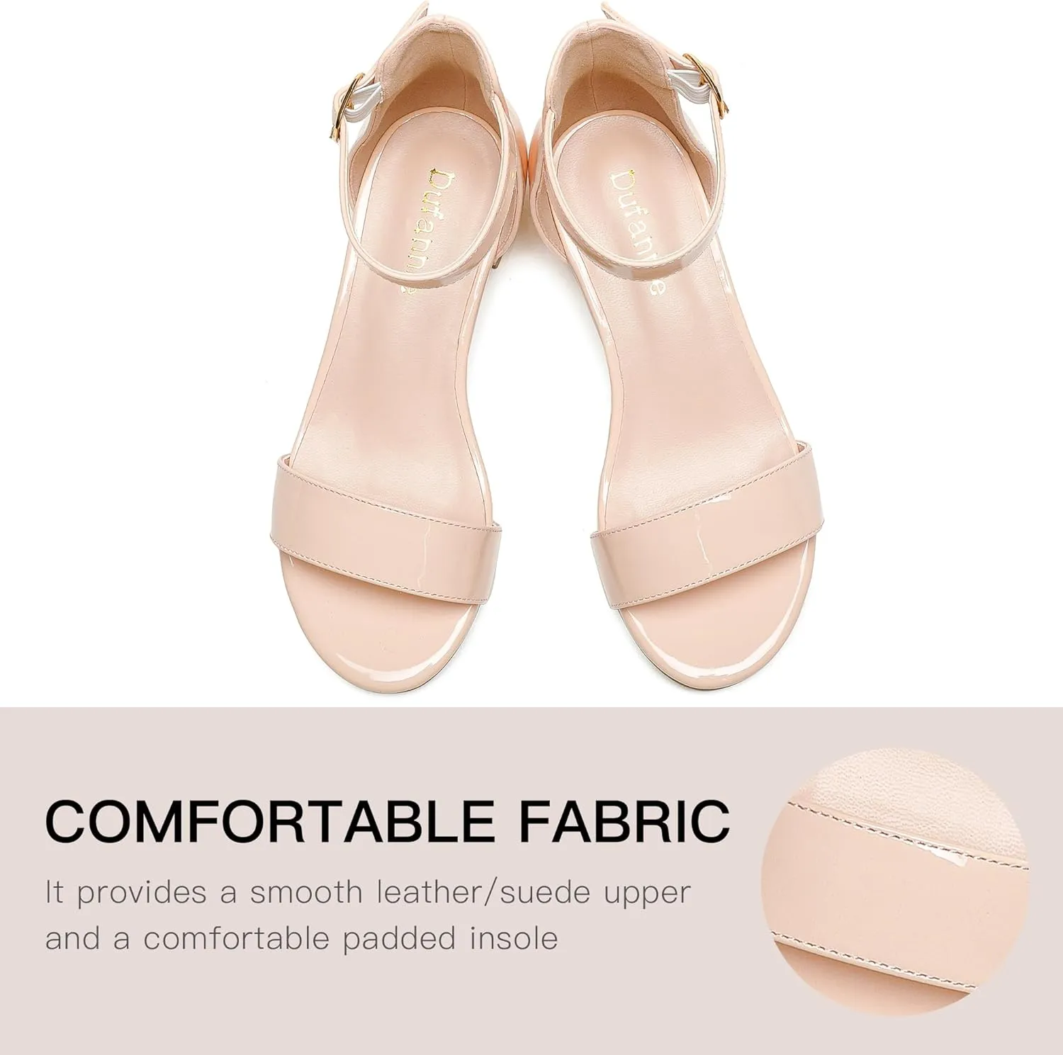 Dufannie Girls Sandals Low Heels Dress Pump Ankle Strap Open Toe Flower Girl Wedding Party for Toddler Little Big Kid