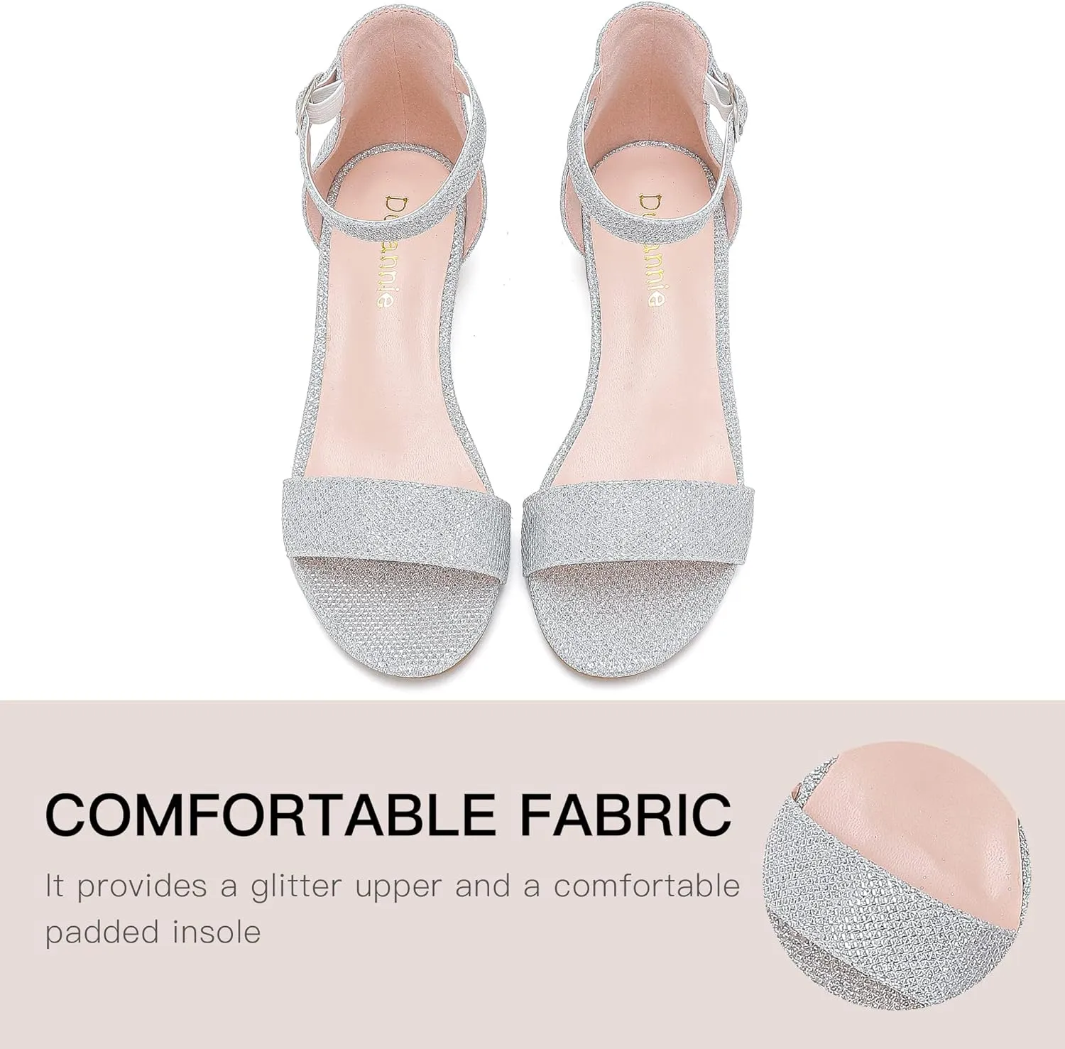 Dufannie Girls Sandals Low Heels Dress Pump Ankle Strap Open Toe Flower Girl Wedding Party for Toddler Little Big Kid