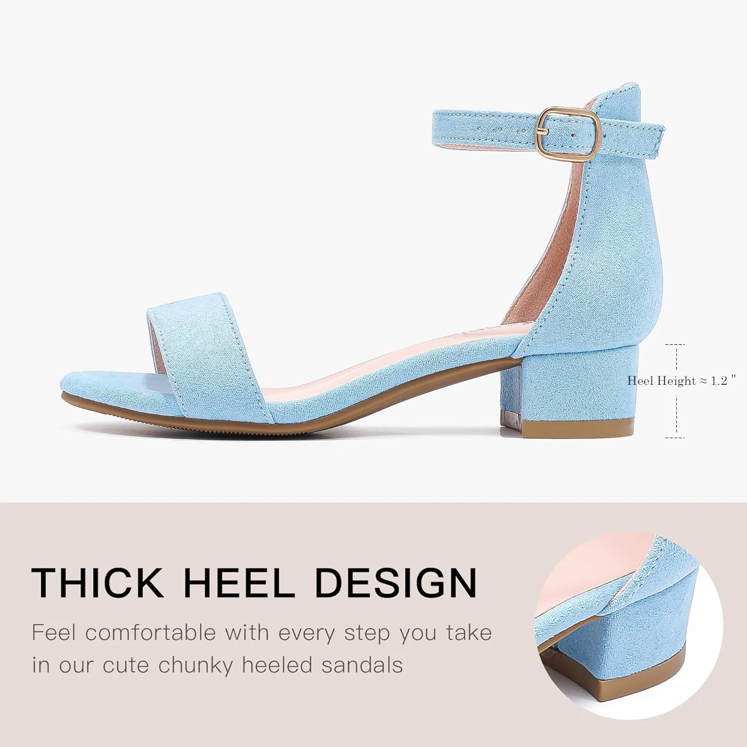 Dufannie Girls Sandals Low Heels Dress Pump Ankle Strap Open Toe Flower Girl Wedding Party for Toddler Little Big Kid