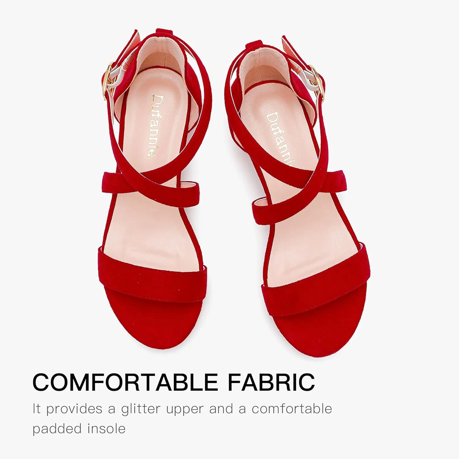 Dufannie Girls Sandals Low Heels Dress Pump Ankle Strap Open Toe Flower Girl Wedding Party for Toddler Little Big Kid