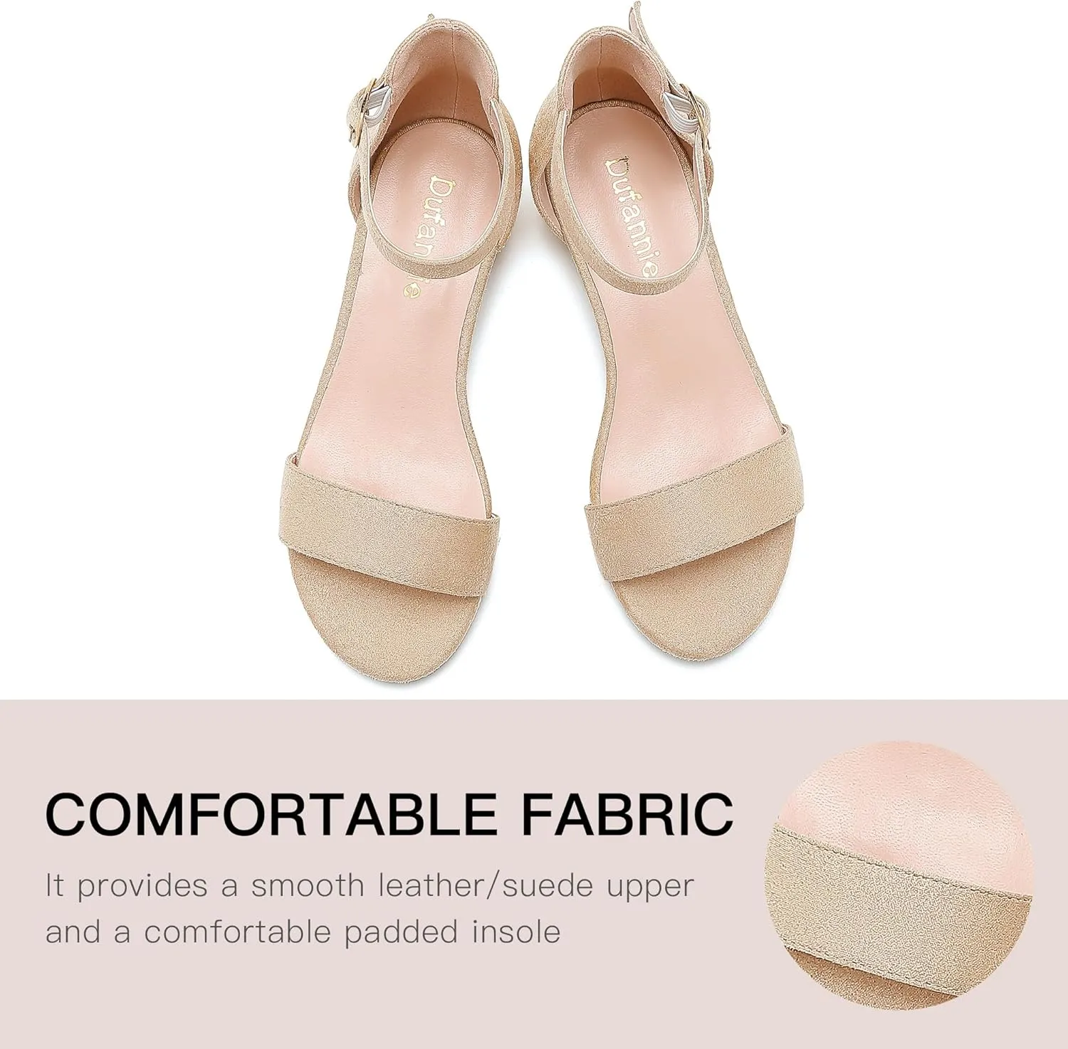 Dufannie Girls Sandals Low Heels Dress Pump Ankle Strap Open Toe Flower Girl Wedding Party for Toddler Little Big Kid