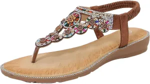 Eduavar Sandals for Women Dressy,Boho Sandals Womens Sandals Low Wedges Peep Toe Wrapped Sexy Cute Diamond Dressy Sandals