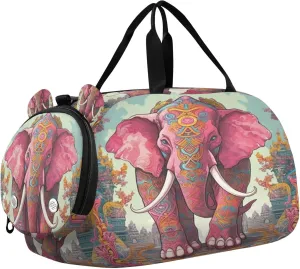 Elephant Youth Sports & Travel Duffle Bag with Shoe Compartment,Waterproof Gym Bag for Girls and Boys (Overnight Essentials Organizer)