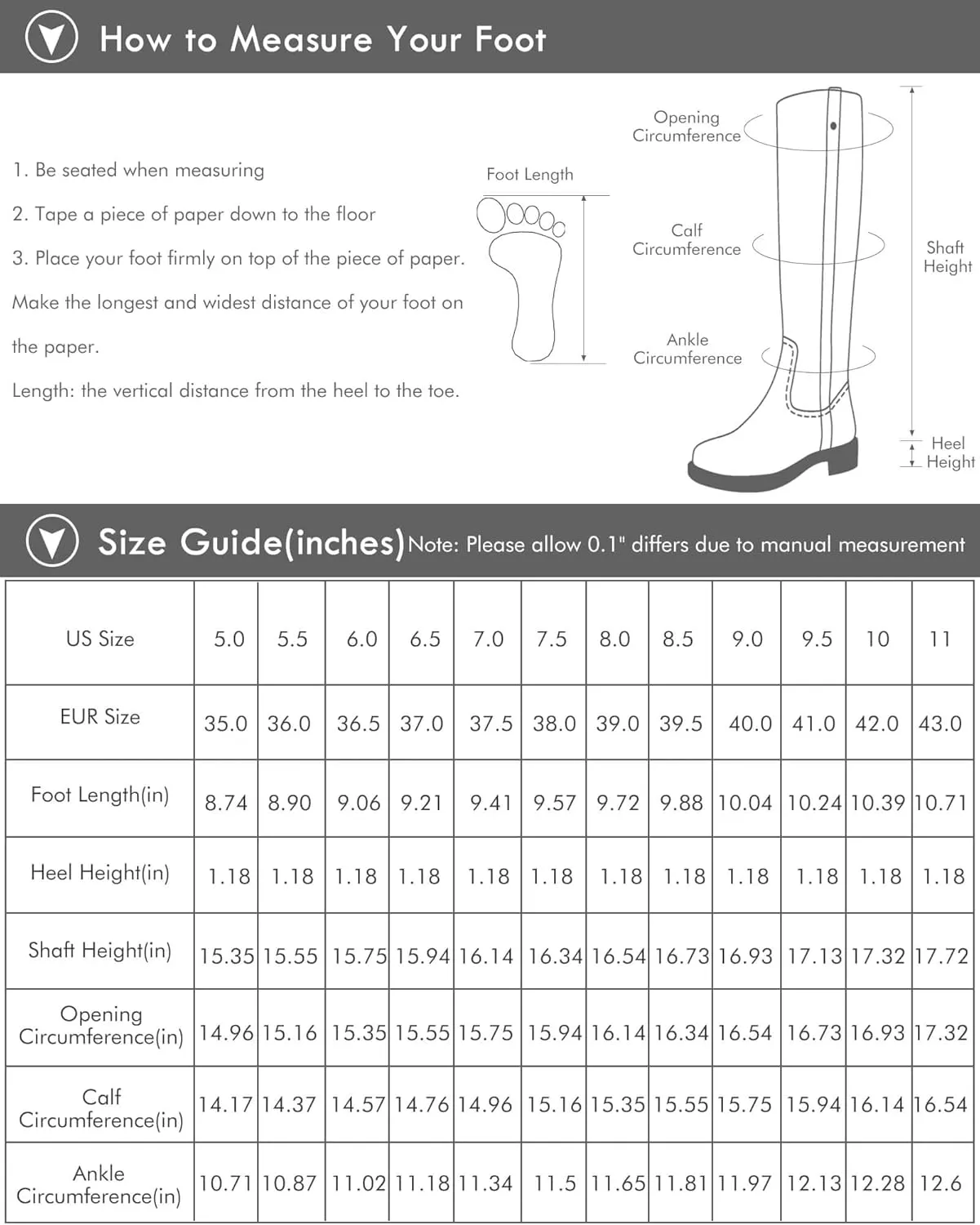 Ermonn Womens Knee High Boots Wide Calf Flat Low Heel Side Zipper Faux Leather Fashion Winter Riding Boot