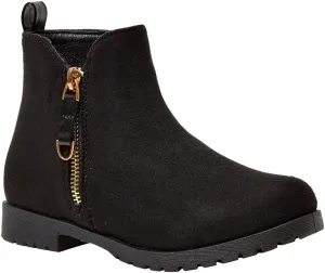 FabKids Girls Ankle Boots Short Booties Side Zipper Riding Boot Low Heels Dress Boot Shoes for Kids