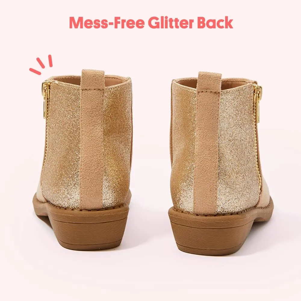 FabKids Girls Ankle Boots Short Booties Side Zipper Riding Boot Low Heels Dress Boot Shoes for Kids