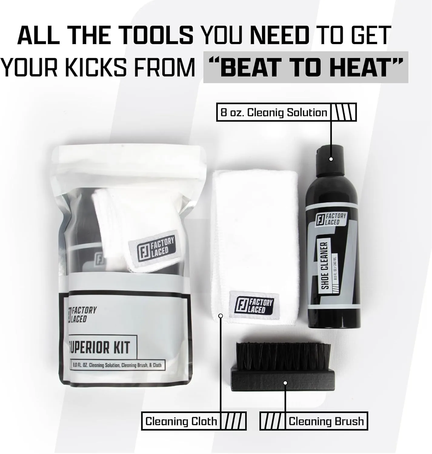 FACTORY LACED Shoe Cleaning Kit - Complete Sneaker Cleaner Kit - Shoe Cleaner for all shoes