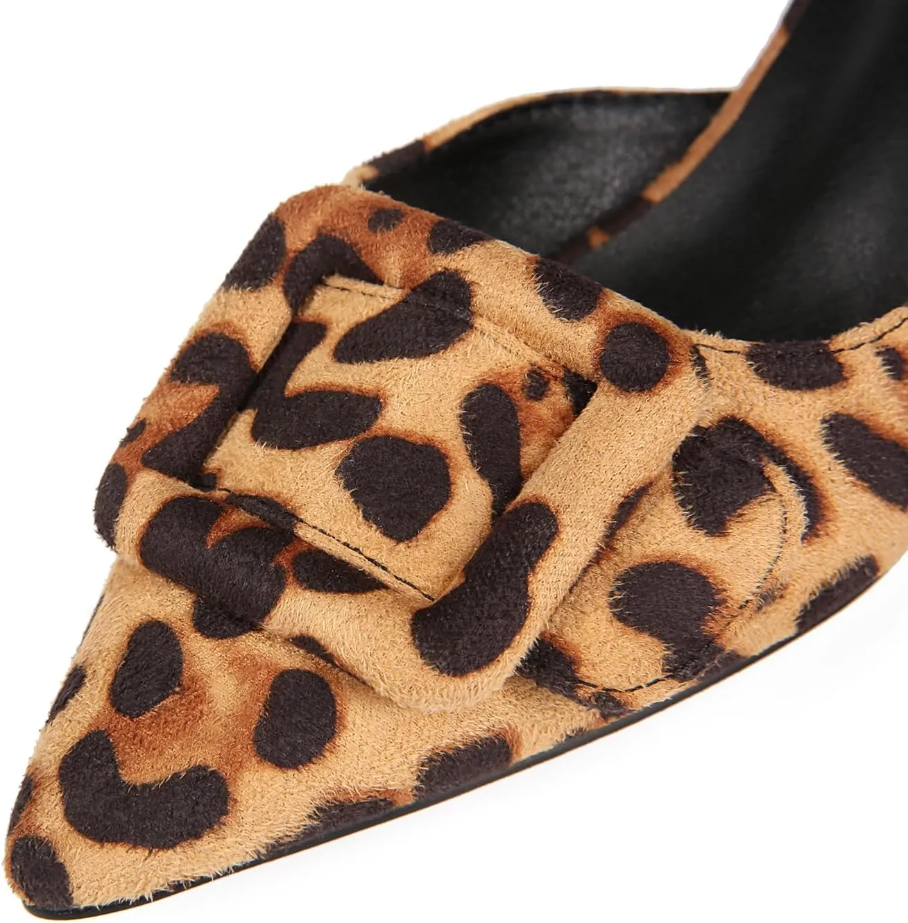 Fericzot Mule Slippers for Women,Slingback Buckle Pumps Pointed Toe Kitten Heels Shoes Slides Backless Dress Sandals