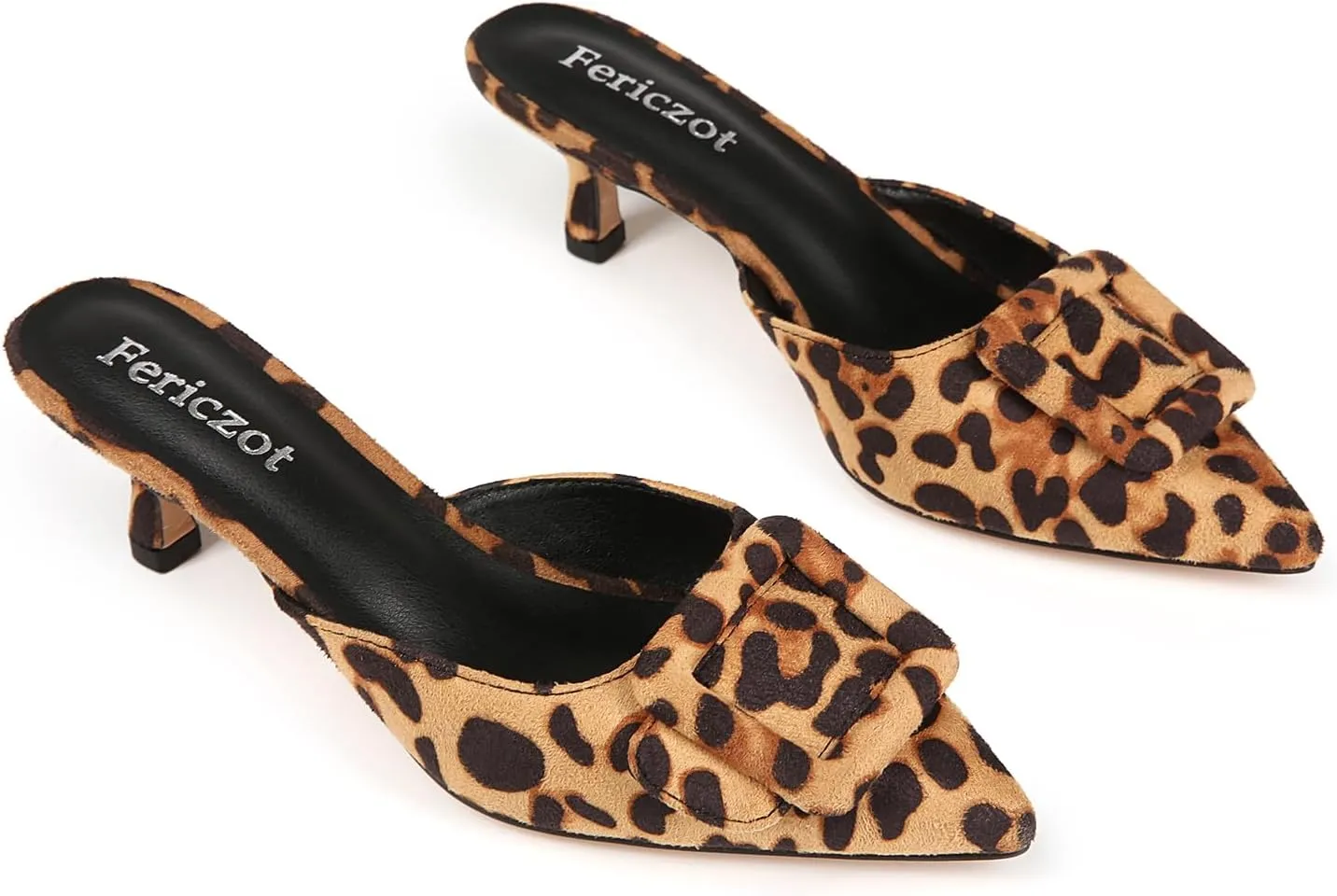 Fericzot Mule Slippers for Women,Slingback Buckle Pumps Pointed Toe Kitten Heels Shoes Slides Backless Dress Sandals