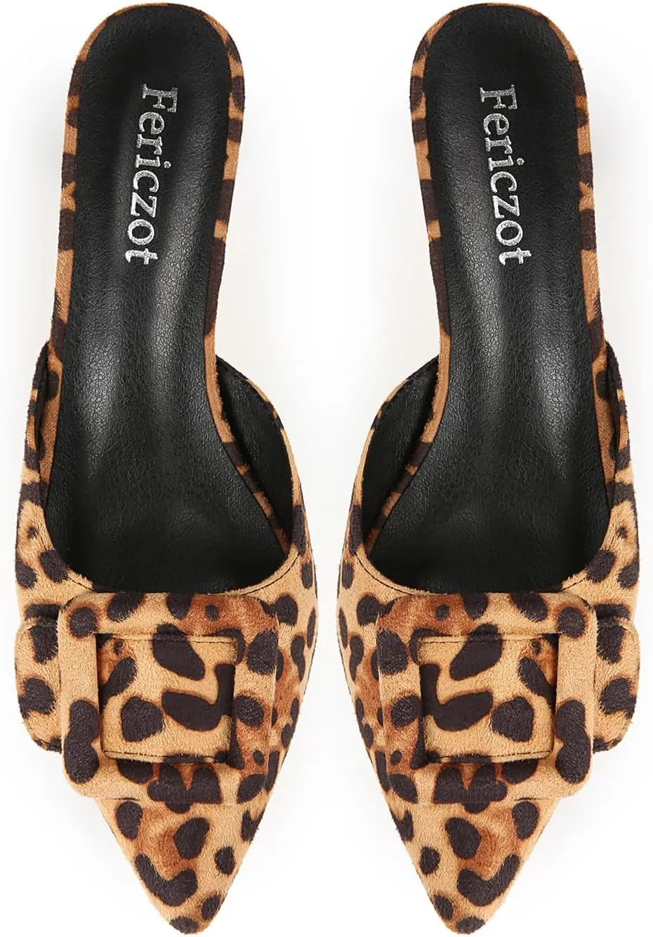 Fericzot Mule Slippers for Women,Slingback Buckle Pumps Pointed Toe Kitten Heels Shoes Slides Backless Dress Sandals