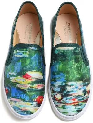FEVERSOLE Women's Fashion Art Asymmetric Painted Casual Slip On Loafers Canvas Travel Sneakers
