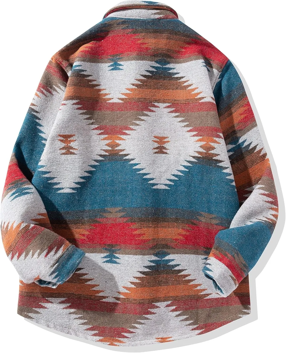FindThy Men’s Brushed Flannel Shirts Ethnic Aztec Print Button Up Lapel Tribal Shirt Jacket Shacket