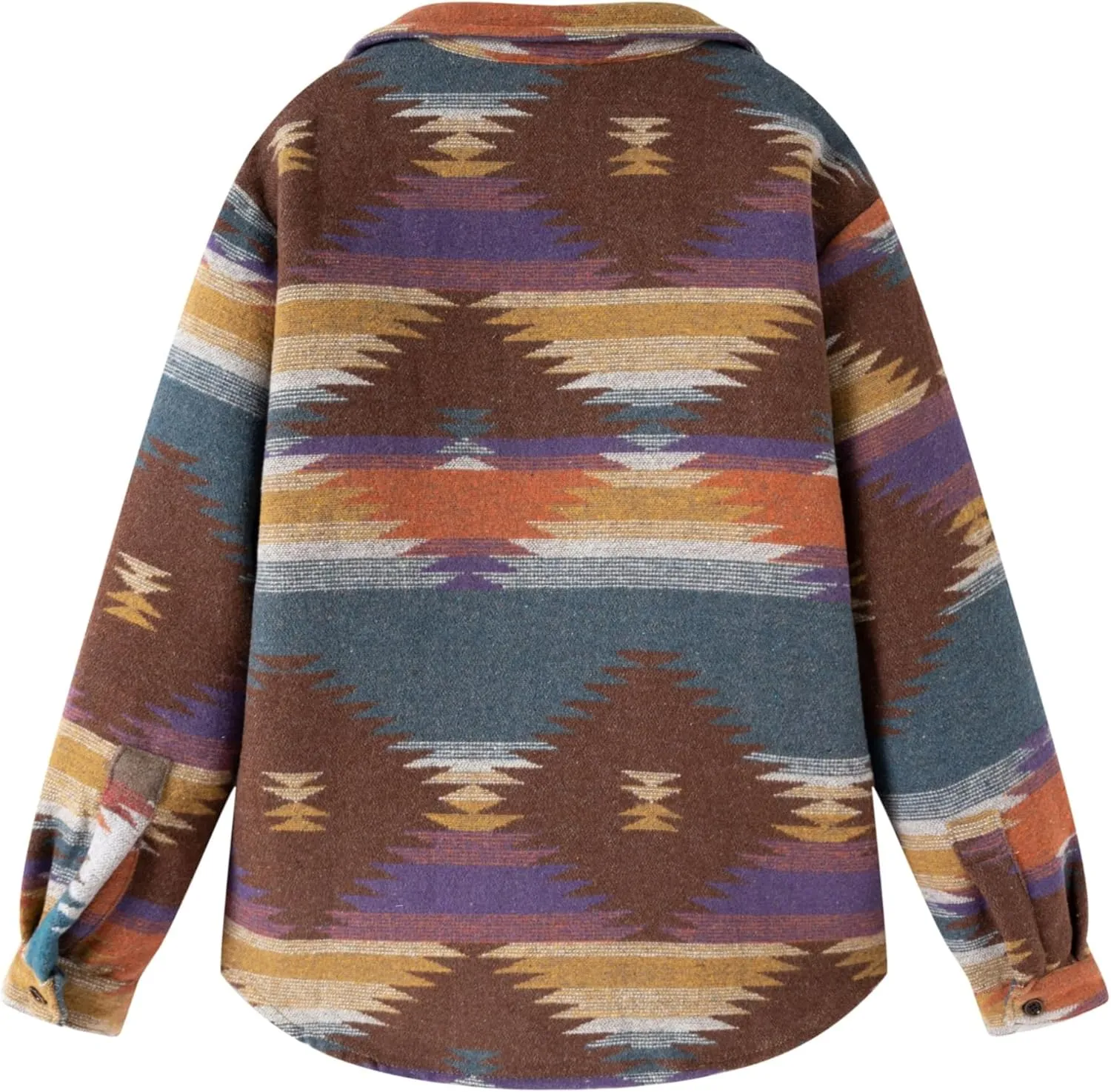 FindThy Men’s Brushed Flannel Shirts Ethnic Aztec Print Button Up Lapel Tribal Shirt Jacket Shacket