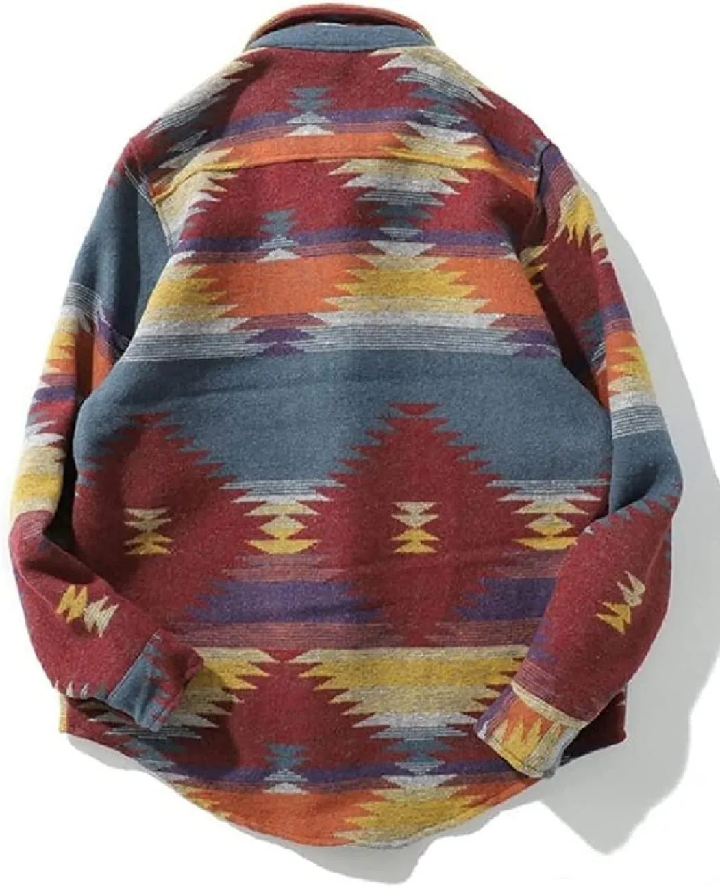 FindThy Men’s Brushed Flannel Shirts Ethnic Aztec Print Button Up Lapel Tribal Shirt Jacket Shacket