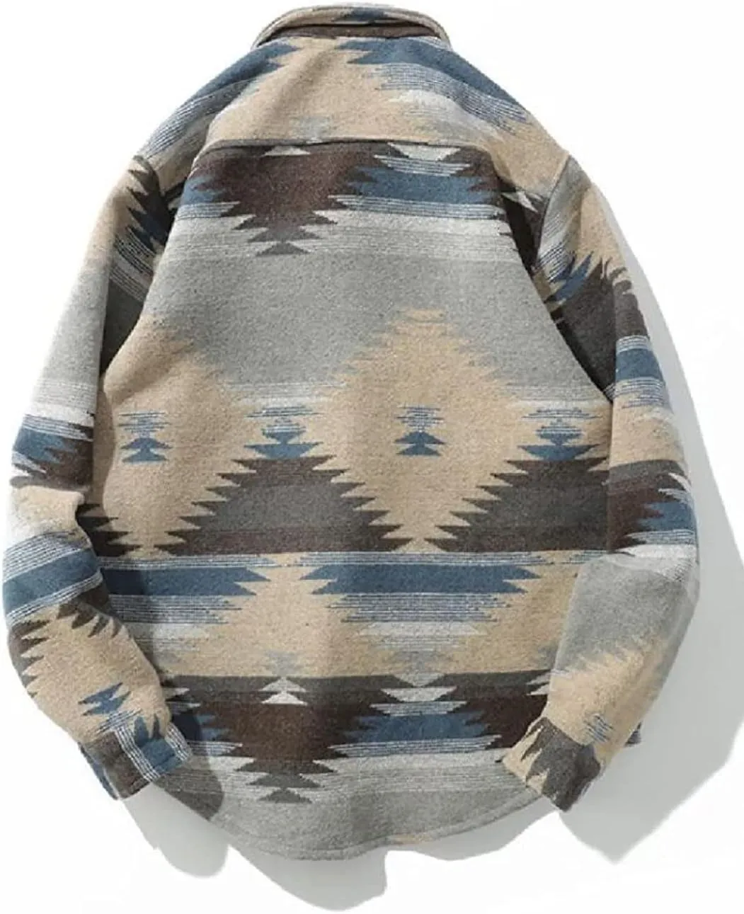FindThy Men’s Brushed Flannel Shirts Ethnic Aztec Print Button Up Lapel Tribal Shirt Jacket Shacket