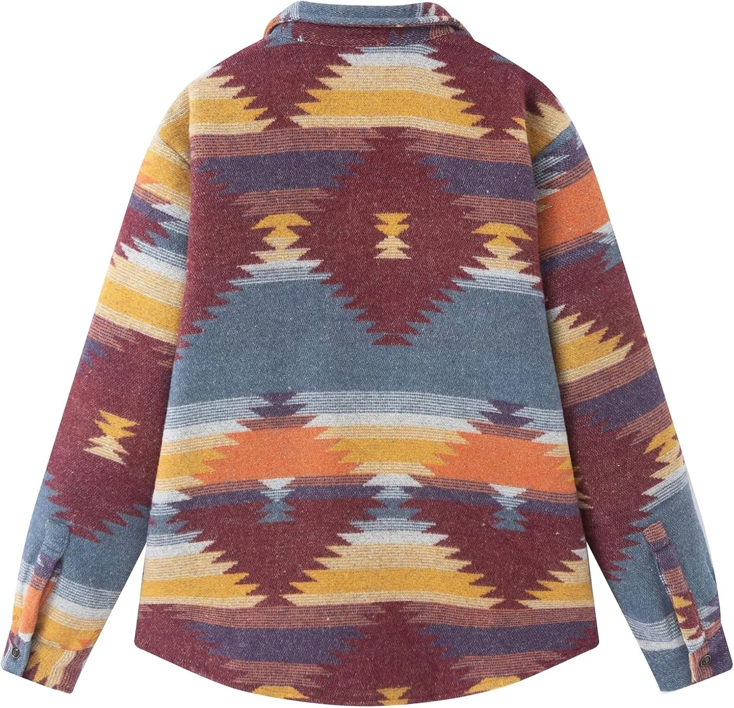 FindThy Men’s Brushed Flannel Shirts Ethnic Aztec Print Button Up Lapel Tribal Shirt Jacket Shacket