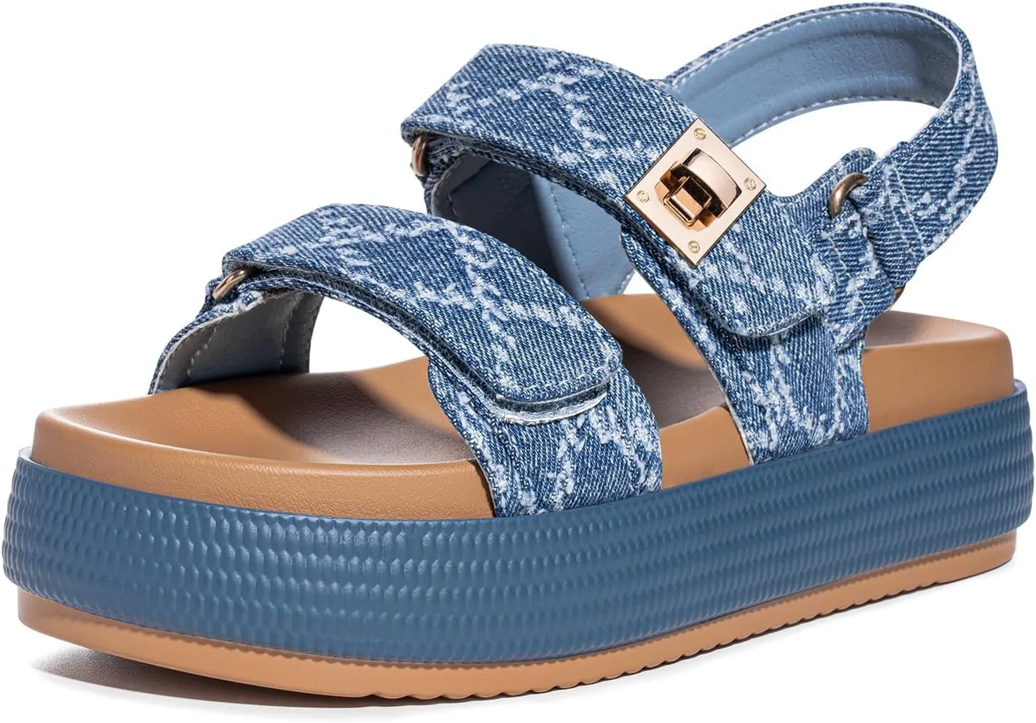 FITORY Women Platform Sandals Comfortable Open Toe Beach Shoes with Adjustable Buckle Straps for Summer Size 6-11