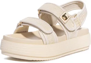 FITORY Women Platform Sandals Comfortable Open Toe Beach Shoes with Adjustable Buckle Straps for Summer Size 6-11