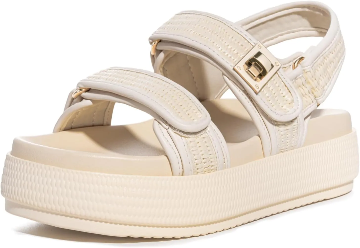 FITORY Women Platform Sandals Comfortable Open Toe Beach Shoes with Adjustable Buckle Straps for Summer Size 6-11