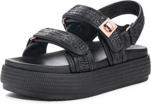 FITORY Women Platform Sandals Comfortable Open Toe Beach Shoes with Adjustable Buckle Straps for Summer Size 6-11