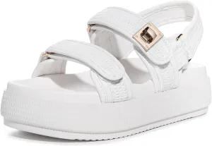 FITORY Women Platform Sandals Comfortable Open Toe Beach Shoes with Adjustable Buckle Straps for Summer Size 6-11