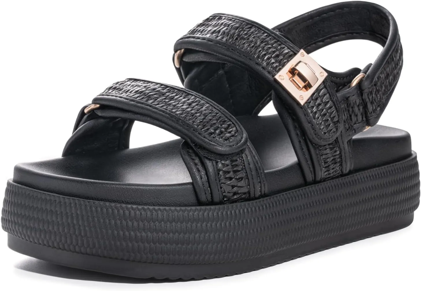 FITORY Women Platform Sandals Comfortable Open Toe Beach Shoes with Adjustable Buckle Straps for Summer Size 6-11