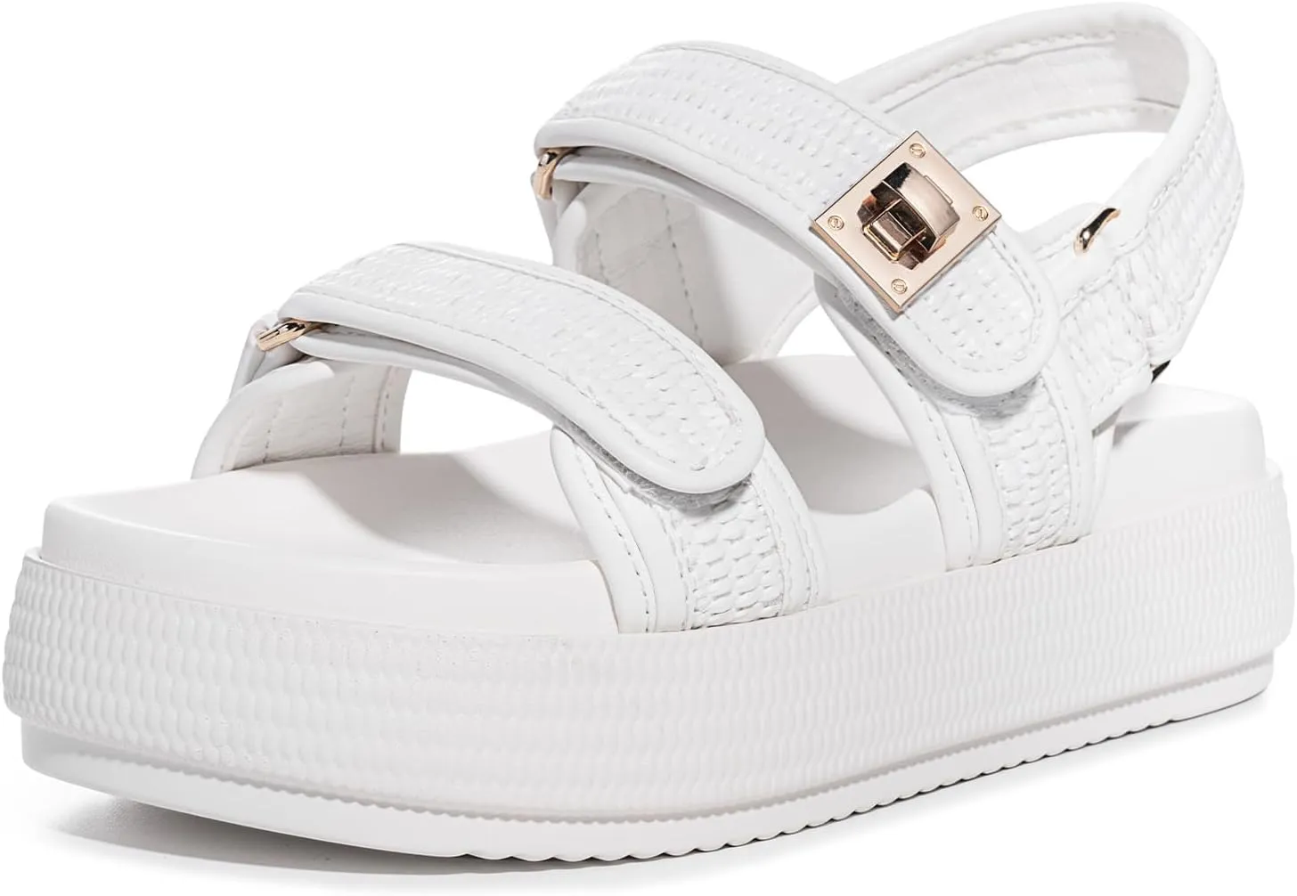 FITORY Women Platform Sandals Comfortable Open Toe Beach Shoes with Adjustable Buckle Straps for Summer Size 6-11