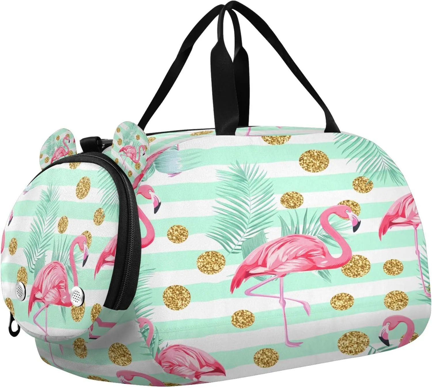 Flamingo Youth Sports & Travel Duffle Bag with Shoe Compartment,Waterproof Gym Bag for Girls and Boys (Overnight Essentials Organizer)