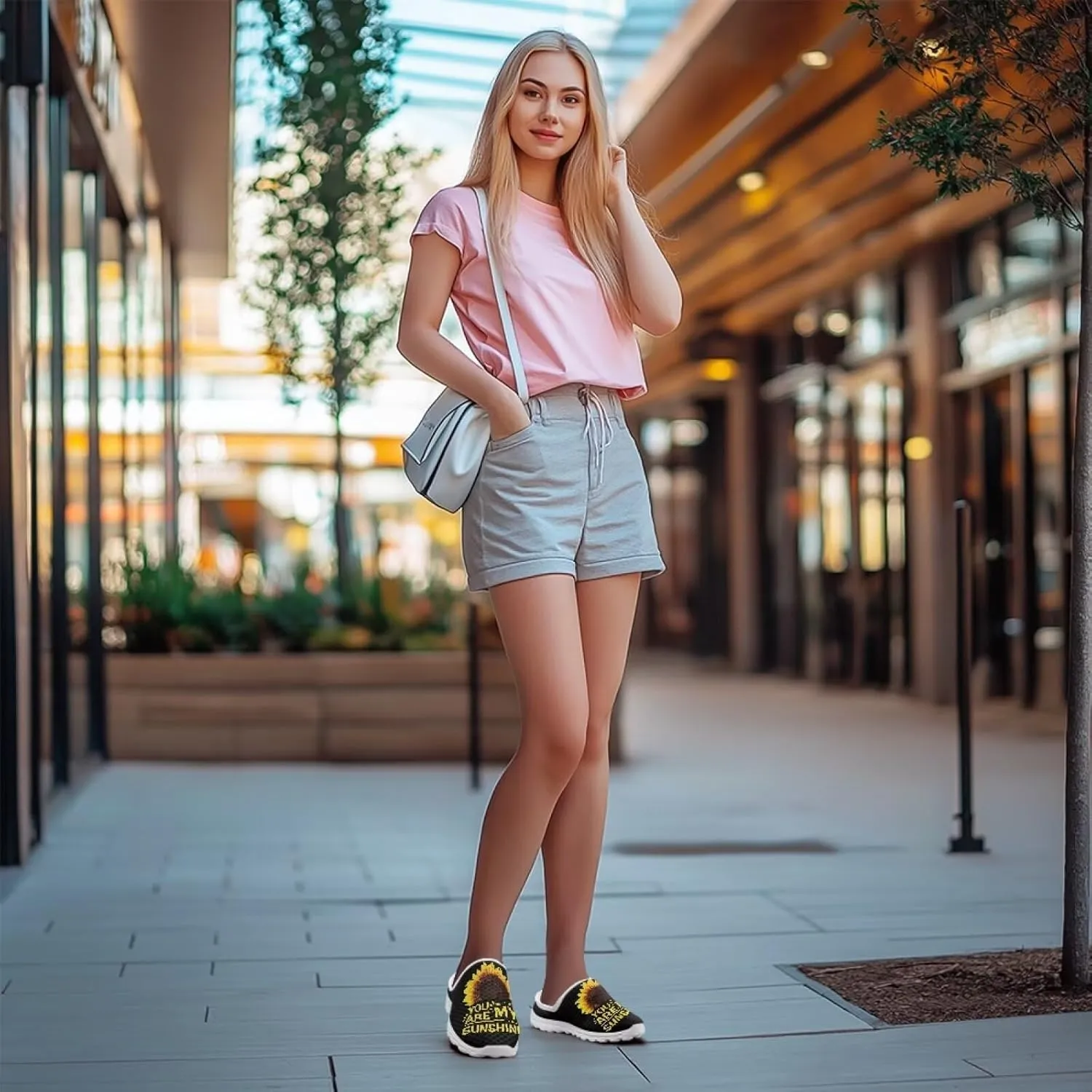 Floral Mule Shoes for Women Slip on Breathable Loafers Low Top Garden Clogs for Travel Vacation Shopping