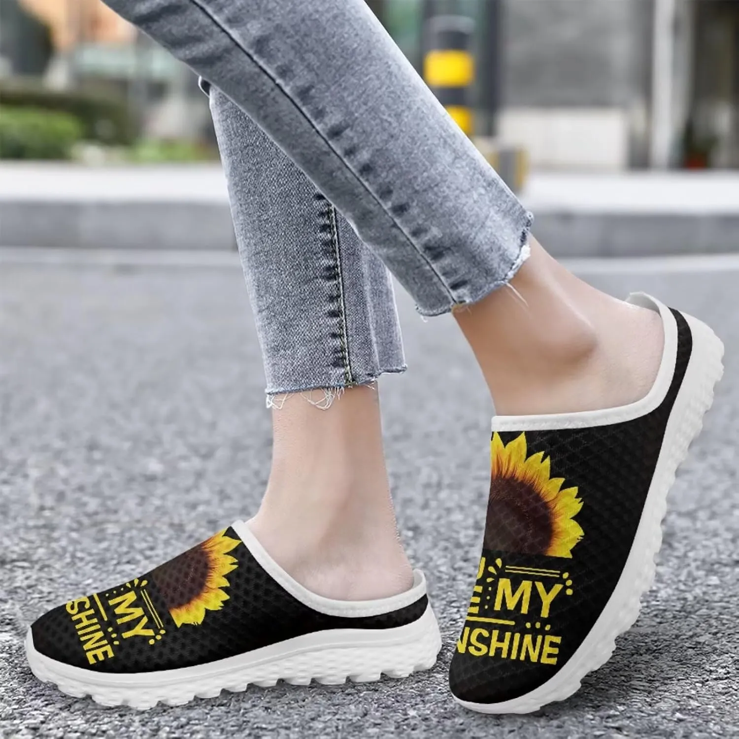 Floral Mule Shoes for Women Slip on Breathable Loafers Low Top Garden Clogs for Travel Vacation Shopping