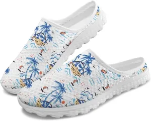 Flower Print Womens Garden Shoes Casual Flats Mules Sneaker Classic Work Loafers with Arch Support US 6-13.5