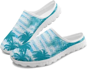 Flower Print Womens Garden Shoes Casual Flats Mules Sneaker Classic Work Loafers with Arch Support US 6-13.5