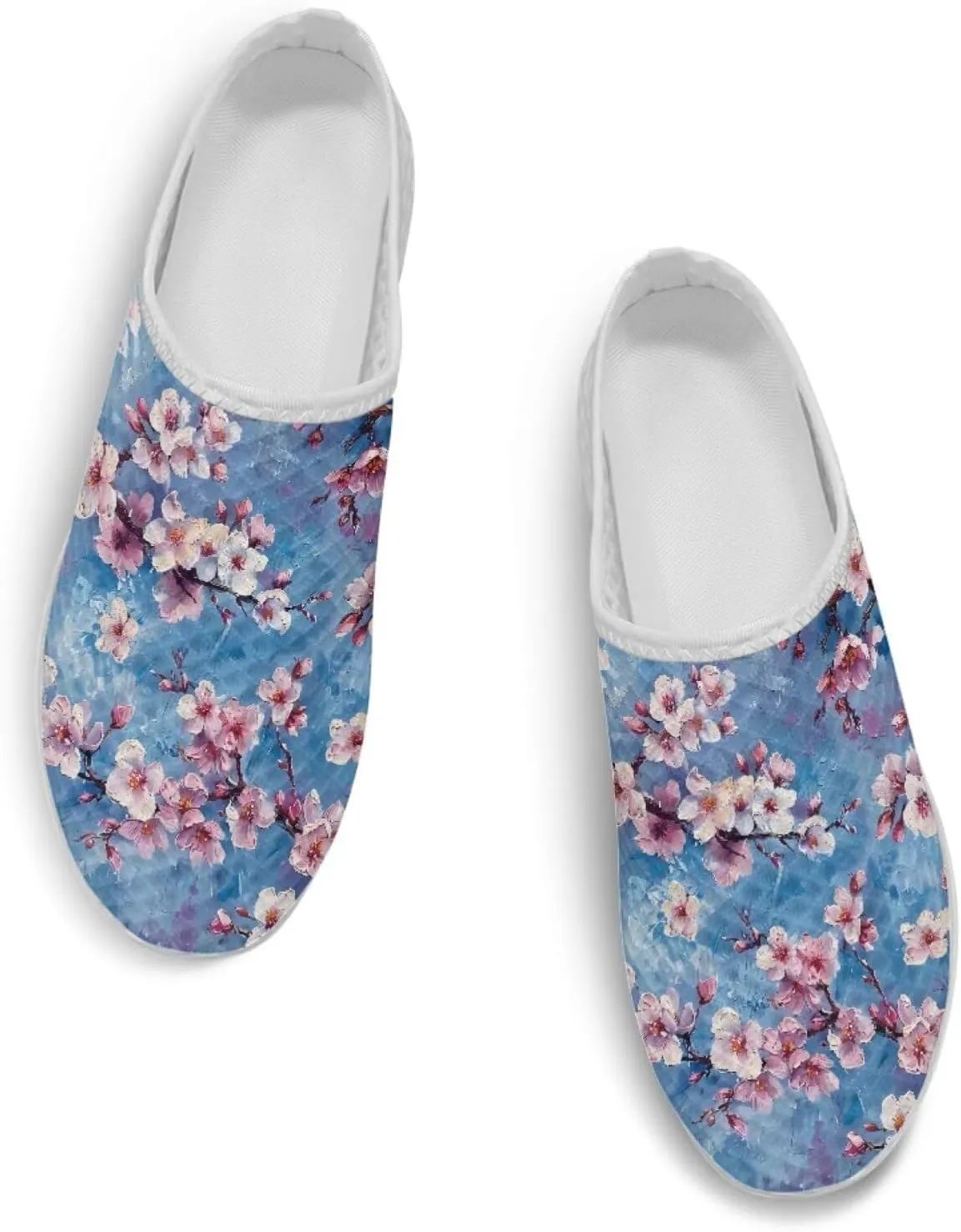 Flower Print Womens Garden Shoes Casual Flats Mules Sneaker Classic Work Loafers with Arch Support US 6-13.5