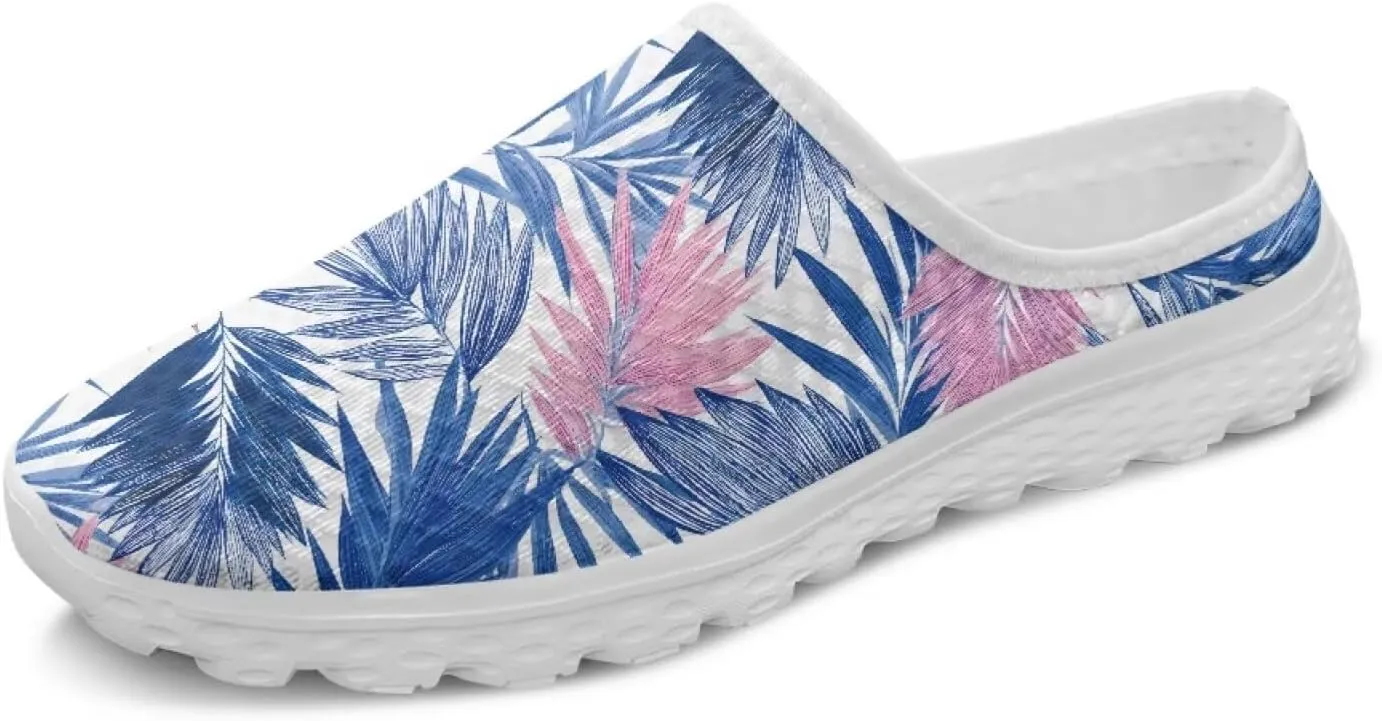 Flower Print Womens Garden Shoes Casual Flats Mules Sneaker Classic Work Loafers with Arch Support US 6-13.5