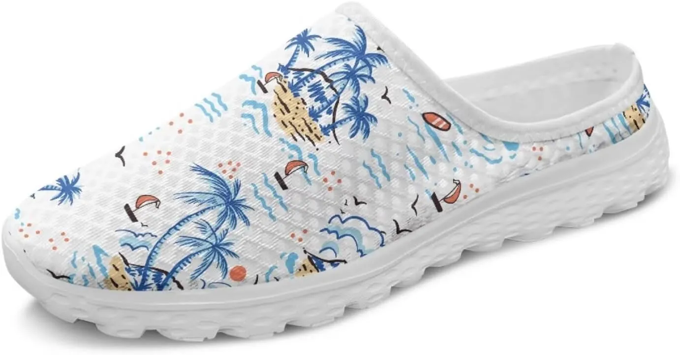 Flower Print Womens Garden Shoes Casual Flats Mules Sneaker Classic Work Loafers with Arch Support US 6-13.5