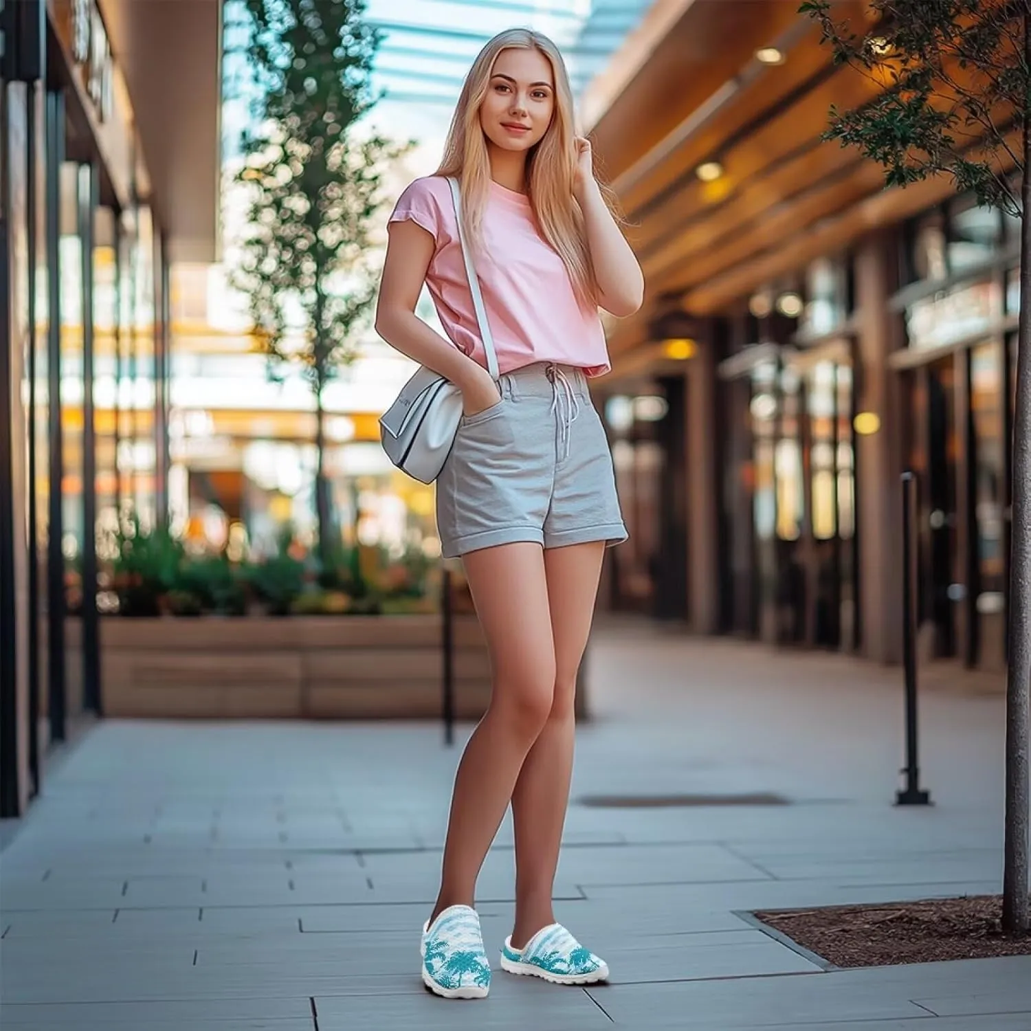 Flower Print Womens Garden Shoes Casual Flats Mules Sneaker Classic Work Loafers with Arch Support US 6-13.5