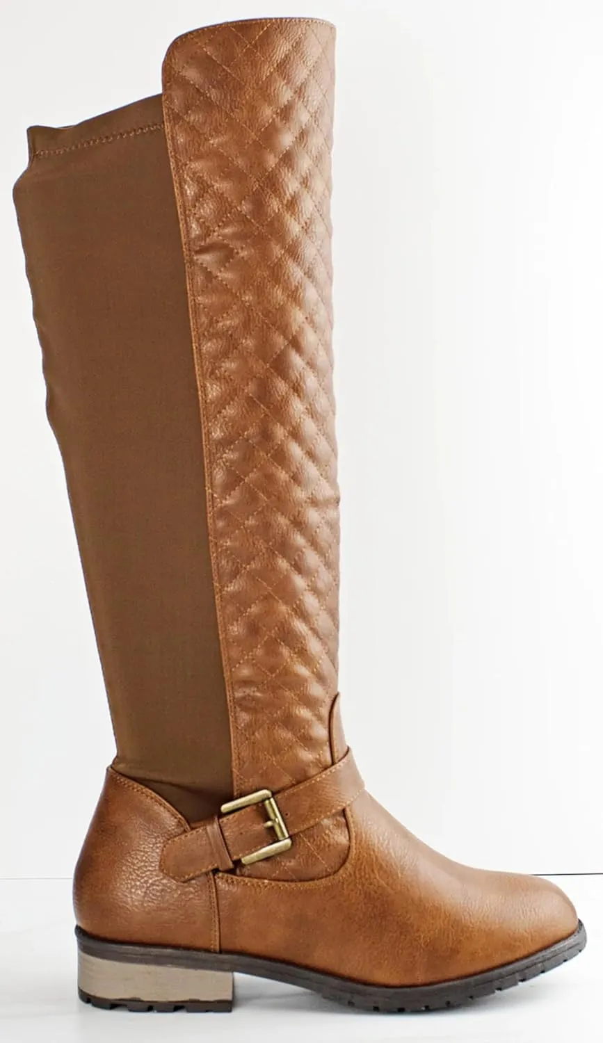 Forever Link Women's Knee High Quilted Riding Fashion Boots