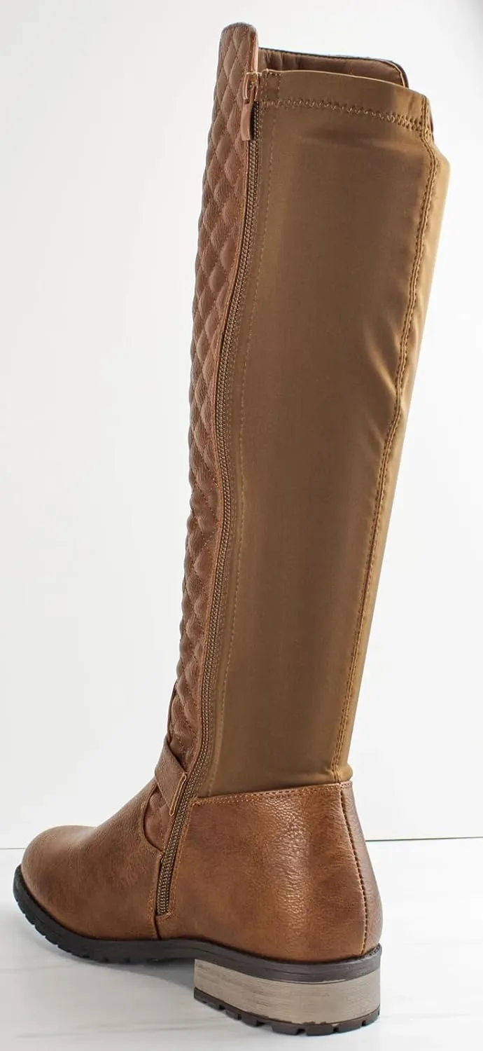 Forever Link Women's Knee High Quilted Riding Fashion Boots