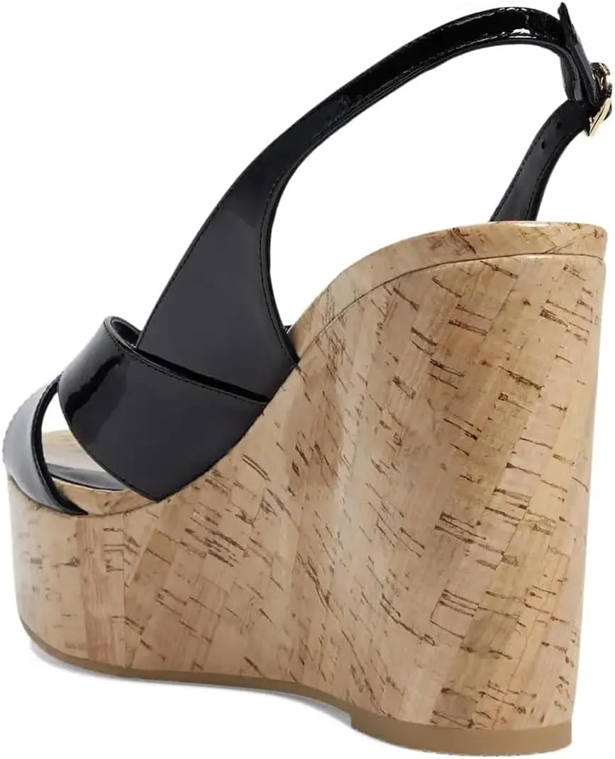 FOWT Women Cork Wedge High Heel Sandals Round Peep Toe Platform Slingbacks Slip on Summer Shoes Size 4-16 US
