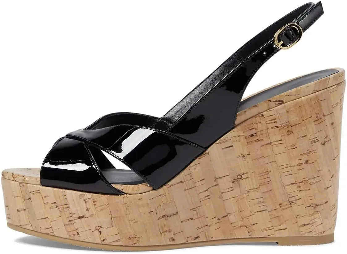 FOWT Women Cork Wedge High Heel Sandals Round Peep Toe Platform Slingbacks Slip on Summer Shoes Size 4-16 US