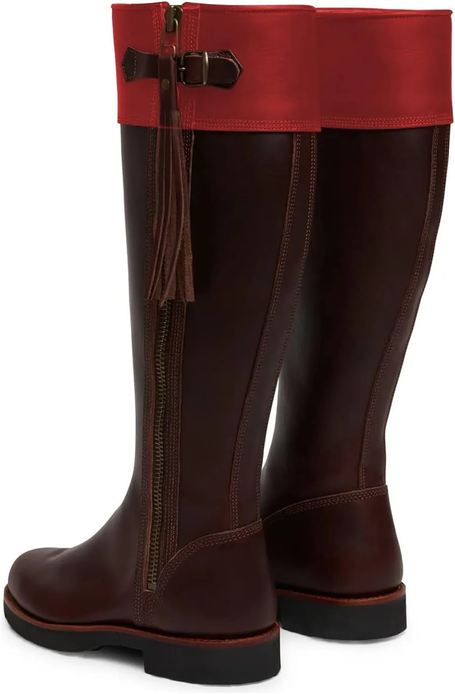 FOWT Women Cowboy Knee High Boots Low Chunky Heel Fringed Knee Boots Round Toe Side Zipper Buckle Boots, Tassel Western Riding Boots Casual or Dress up, Size 4-16