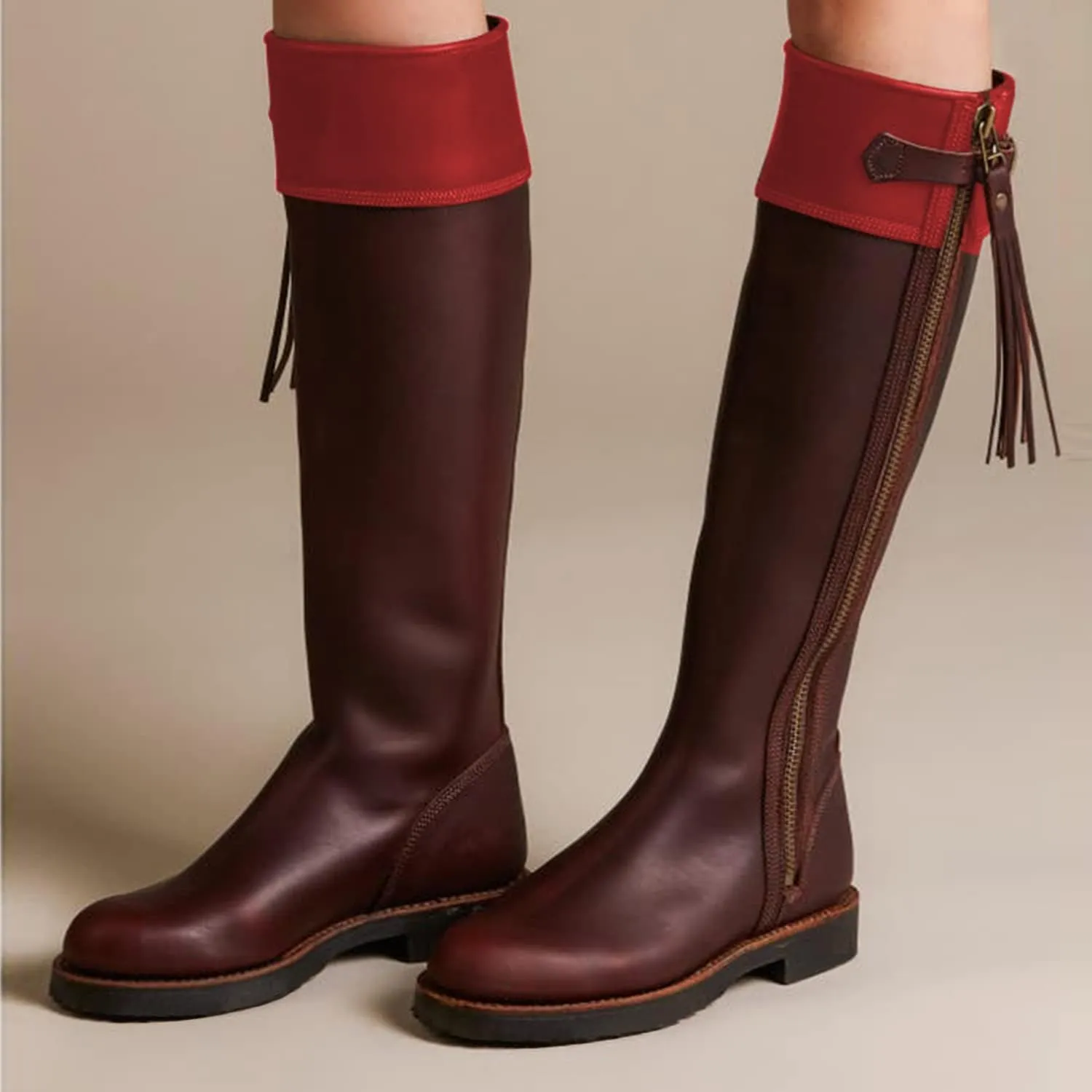 FOWT Women Cowboy Knee High Boots Low Chunky Heel Fringed Knee Boots Round Toe Side Zipper Buckle Boots, Tassel Western Riding Boots Casual or Dress up, Size 4-16