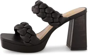 FOWT Women Platform Open Toe Mules Braided Straps Chunky High Heel Sandals Slip on Casual Slippers Outdoor Dressy Shoes Size 4-15 US