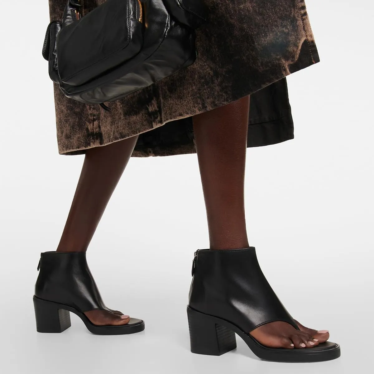 FOWT Women Platform Split Toe Sandals Chunky Block Mid Heel Booties Back Zipper Fashion Shoes Size 4-16 US