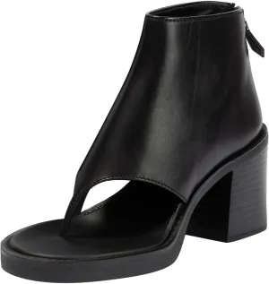 FOWT Women Platform Split Toe Sandals Chunky Block Mid Heel Booties Back Zipper Fashion Shoes Size 4-16 US